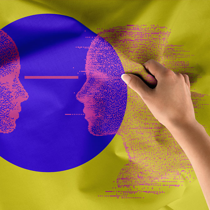 Dijital İnsan Silüetleri Soyut Sanat Duvar Örtüsü 5413