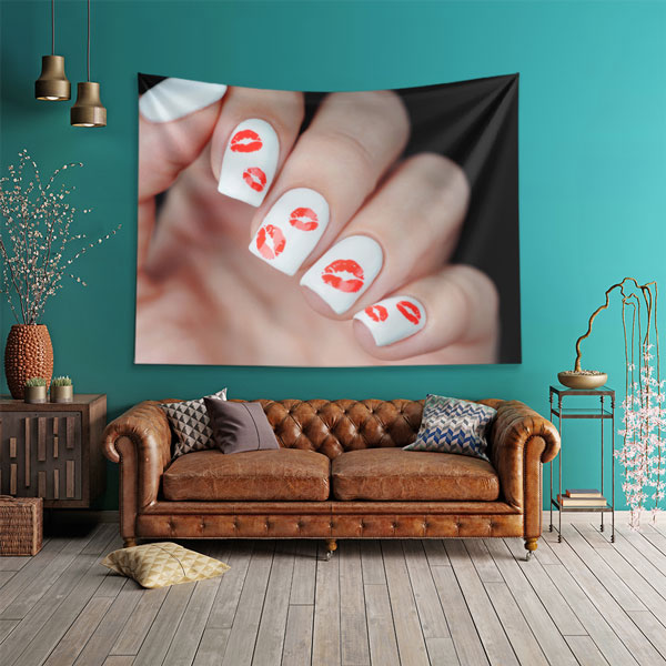 duvar-dekorasyonu-5730-01 Dudak İzi Tasarımlı Manikür Duvar Örtüsü 5730