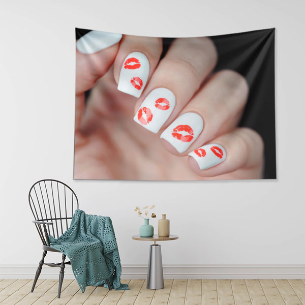 duvar-dekorasyonu-5730-02 Dudak İzi Tasarımlı Manikür Duvar Örtüsü 5730
