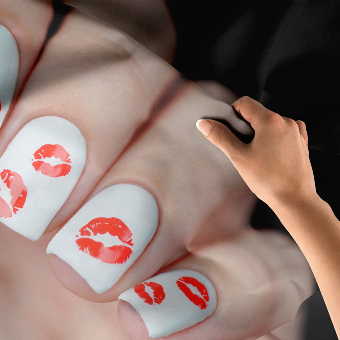 duvar-dekorasyonu-5730-04 Dudak İzi Tasarımlı Manikür Duvar Örtüsü 5730