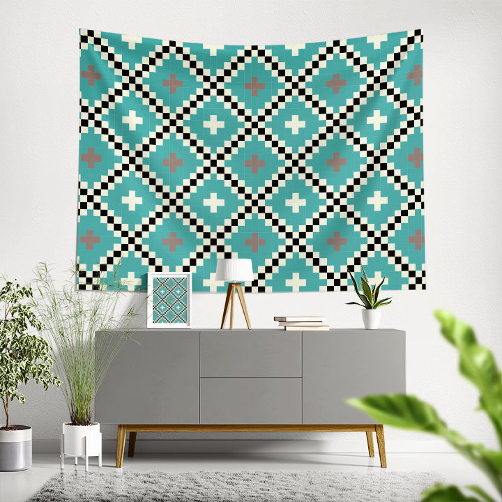 Baklava Desenli Geometrik Desen Duvar Örtüsü 4207