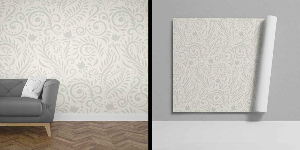 Zarif Ton-Sür-Ton Botanik Desenli Klasik Duvar Kağıdı 4266