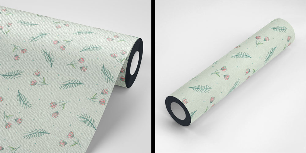 Minimal Yaprak ve Tomurcuk Desenli Ferah Botanik Duvar Kağıdı 4273