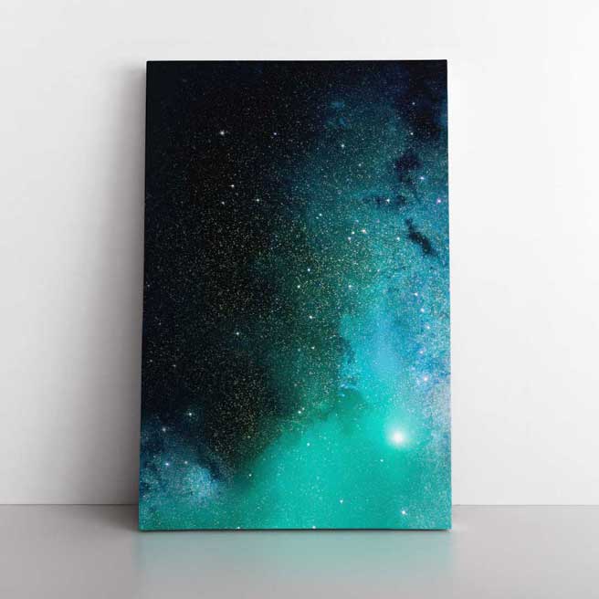 Turkuaz Galaksi Gökyüzü Kanvas Tablo 4329
