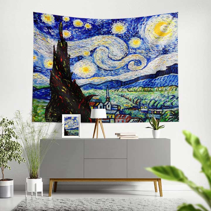 Yıldızlı Gece Sanat Eseri Duvar Örtüsü 4355