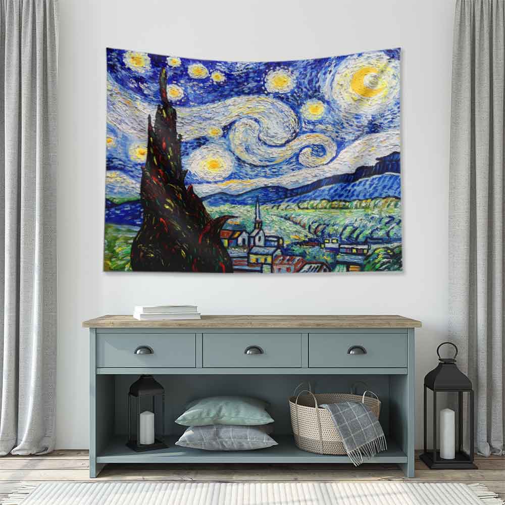 Yıldızlı Gece Sanat Eseri Duvar Örtüsü 4355