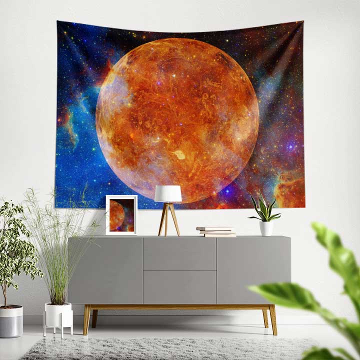 Turuncu Gezegen Galaksi Uzay Duvar Örtüsü 4357