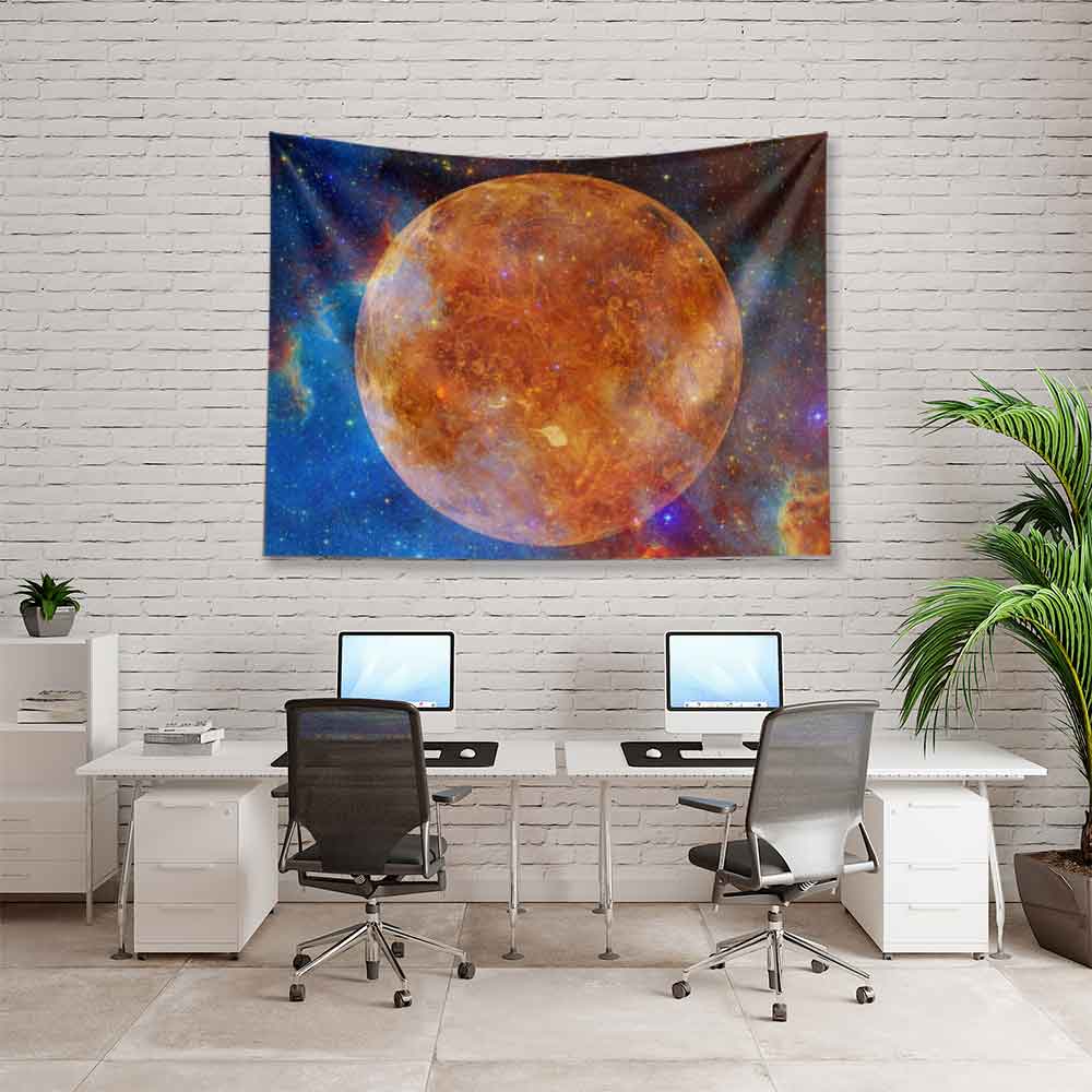 Turuncu Gezegen Galaksi Uzay Duvar Örtüsü 4357