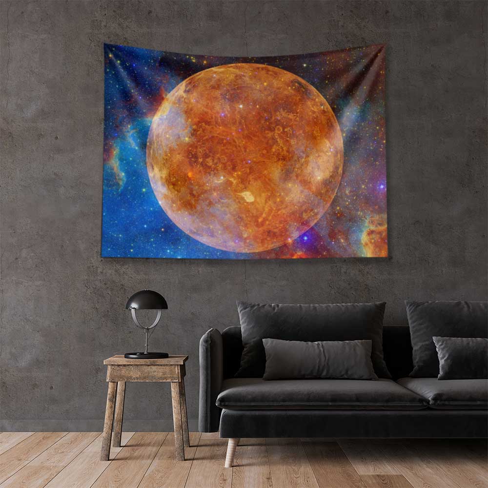 Turuncu Gezegen Galaksi Uzay Duvar Örtüsü 4357