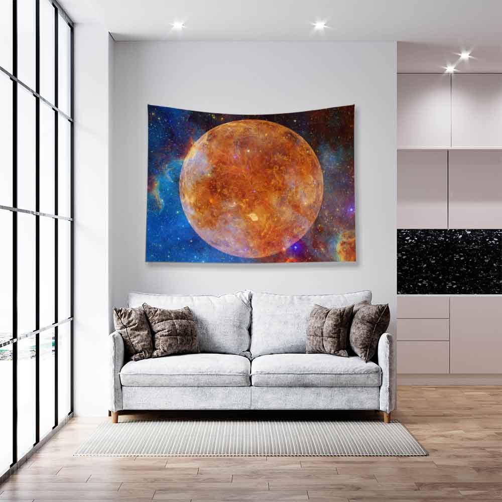 Turuncu Gezegen Galaksi Uzay Duvar Örtüsü 4357