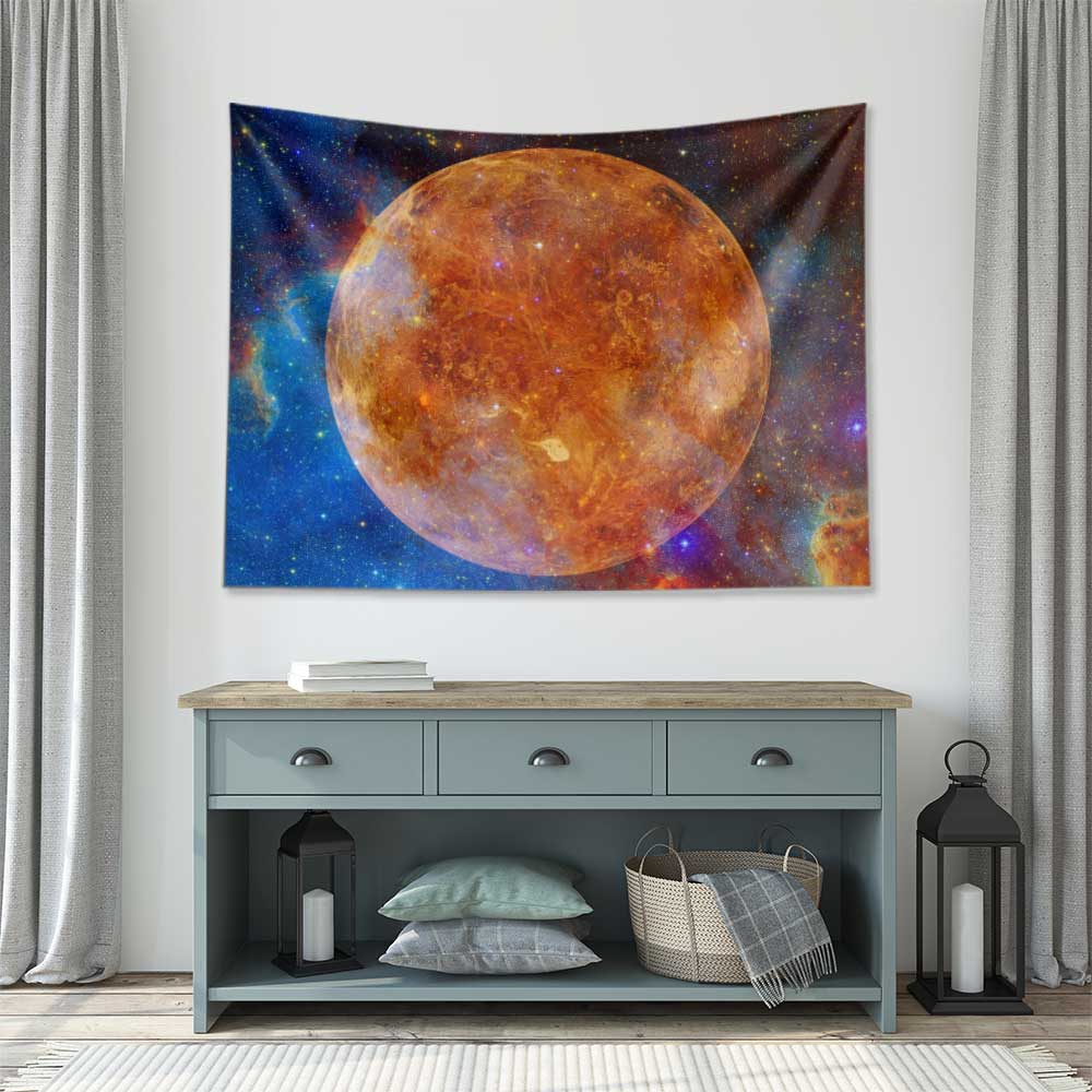 Turuncu Gezegen Galaksi Uzay Duvar Örtüsü 4357
