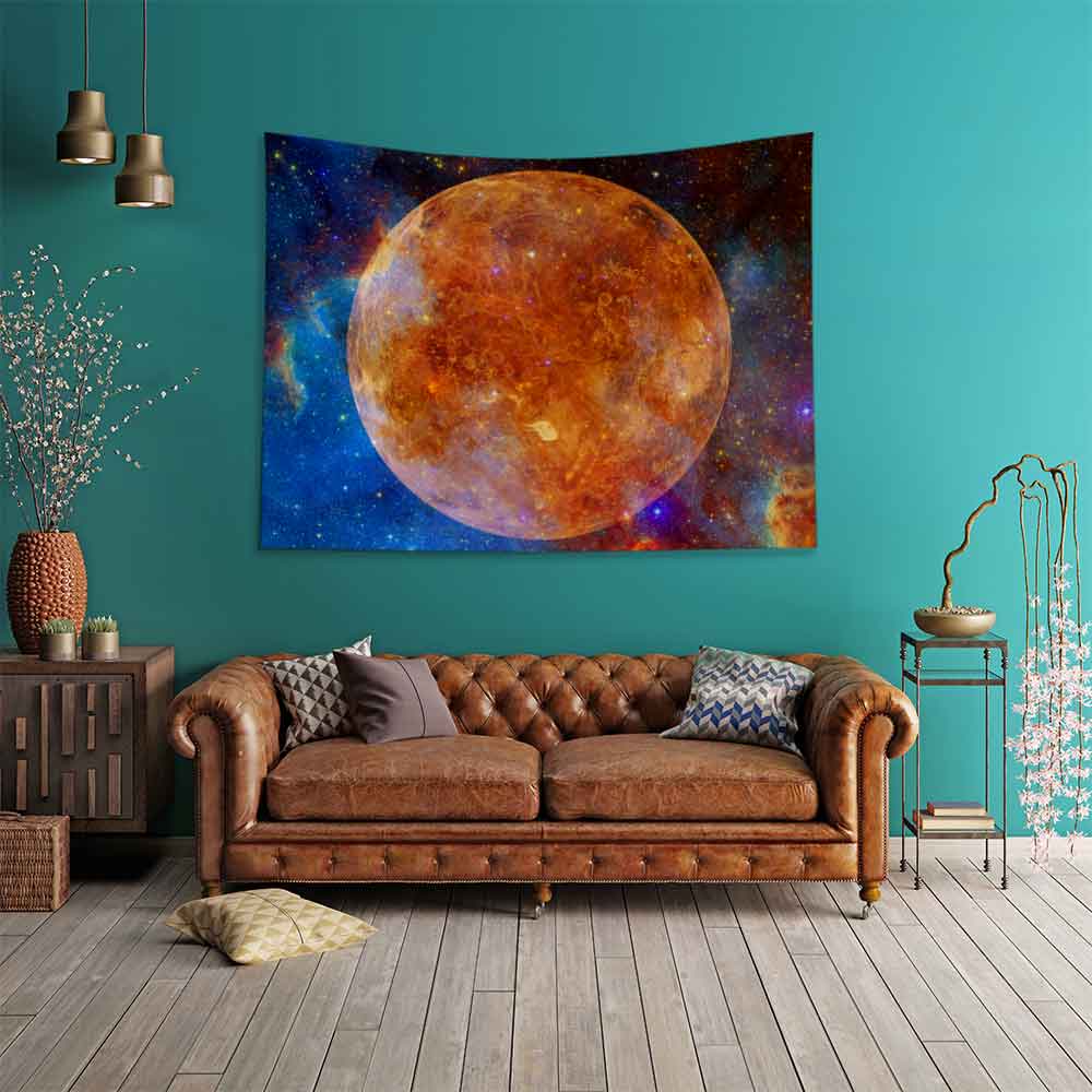 Turuncu Gezegen Galaksi Uzay Duvar Örtüsü 4357