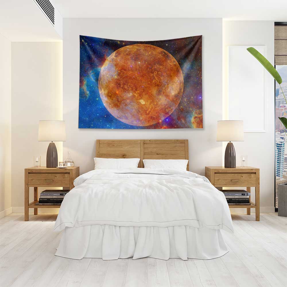 Turuncu Gezegen Galaksi Uzay Duvar Örtüsü 4357