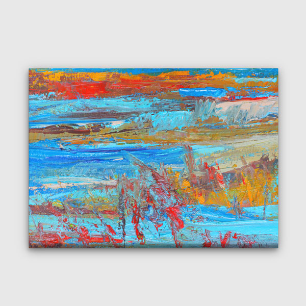 Soyut Kırmızı ve Mavi Peyzaj Kanvas Tablo 4375
