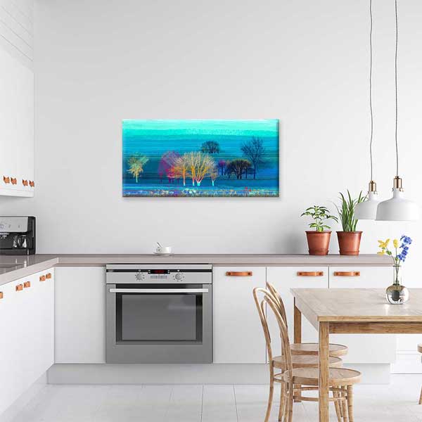 Neon Renkli Ağaç Siluetleri Soyut Kanvas Tablo 4403