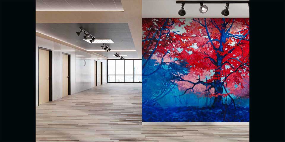 Kırmızı Yapraklı Ağaç Manzara Duvar Kağıdı 4414