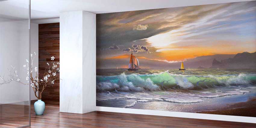 Gün Batımı Yelkenliler Deniz Manzarası Duvar Kağıdı 4419