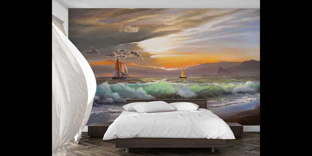 Gün Batımı Yelkenliler Deniz Manzarası Duvar Kağıdı 4419