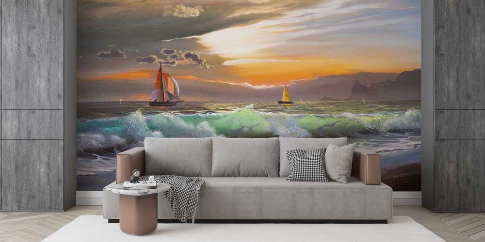 Gün Batımı Yelkenliler Deniz Manzarası Duvar Kağıdı 4419