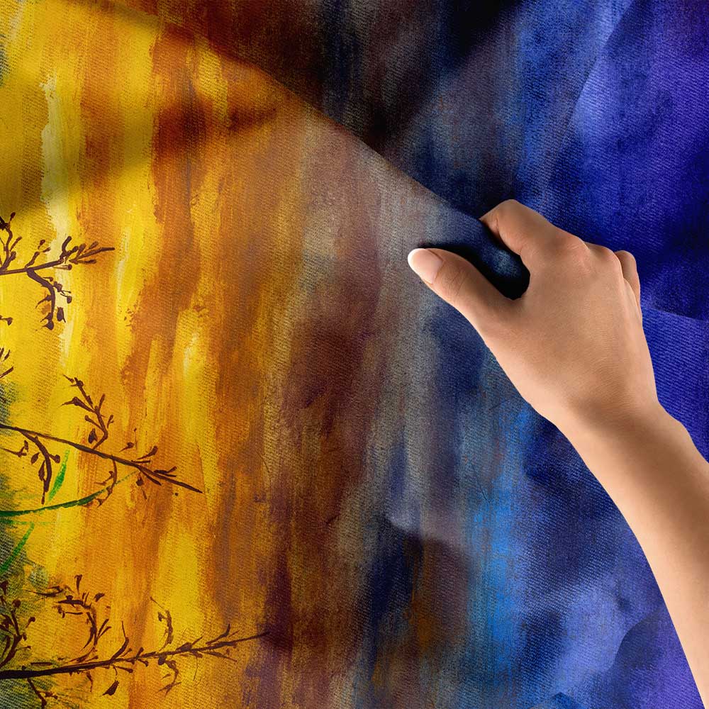 Gün Batımı Çayır Silüeti Manzara Duvar Örtüsü 4441