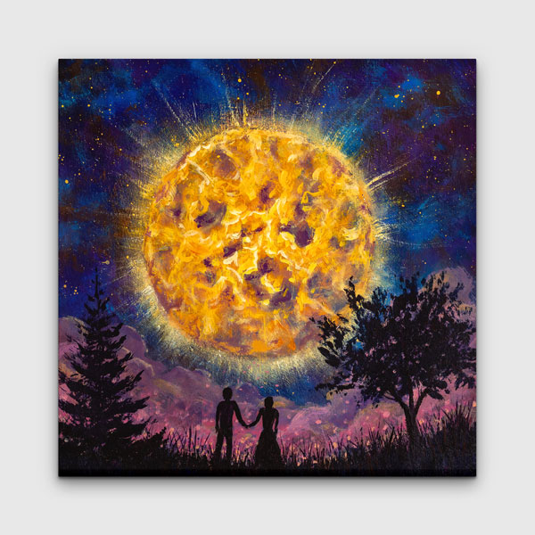 Dev Ay Işığında Aşk Romantik Kanvas Tablo 4468