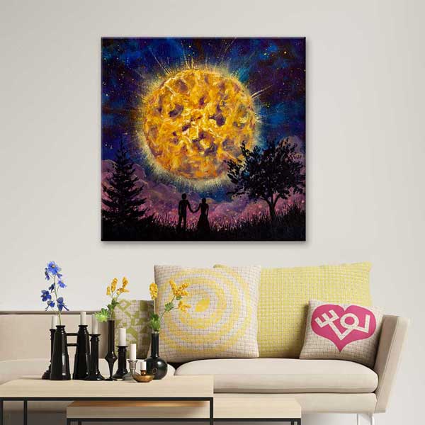 Dev Ay Işığında Aşk Romantik Kanvas Tablo 4468