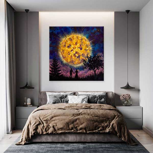 Dev Ay Işığında Aşk Romantik Kanvas Tablo 4468