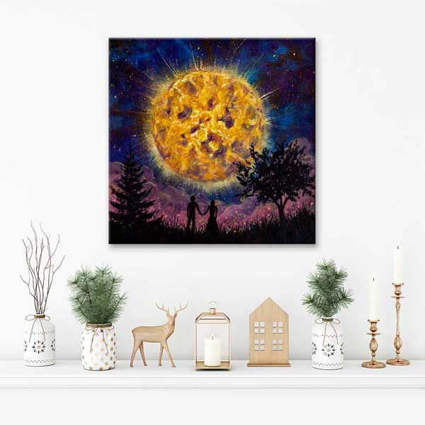 Dev Ay Işığında Aşk Romantik Kanvas Tablo 4468