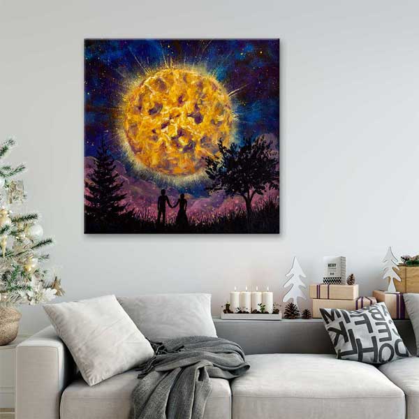 Dev Ay Işığında Aşk Romantik Kanvas Tablo 4468