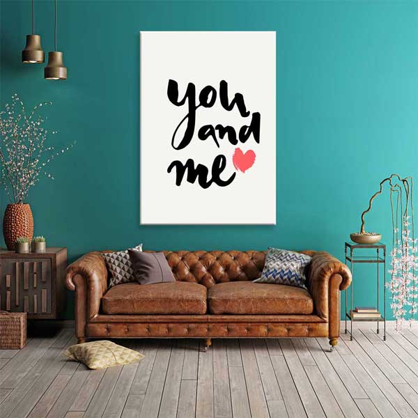 You and Me Yazılı Romantik Kanvas Tablo 4484