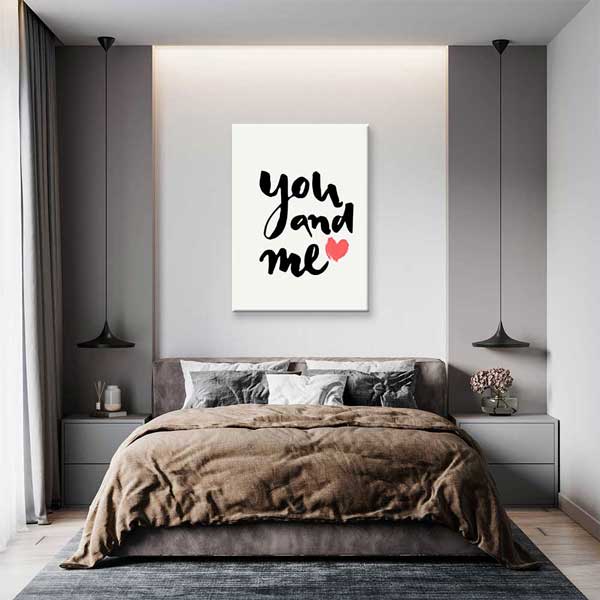 You and Me Yazılı Romantik Kanvas Tablo 4484
