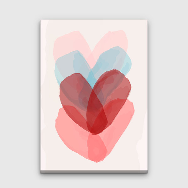 Soyut Pastel Kalp Tasarımlı Kanvas Tablo 4486
