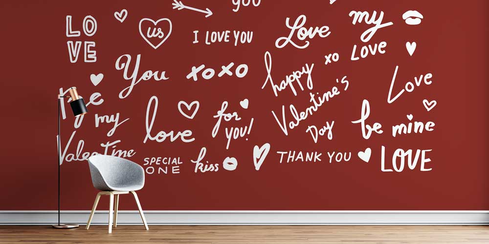 duvar-dekoru-4493-0 Love Yazı Desenli Romantik Duvar Kağıdı 4493