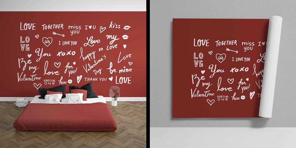 Love Yazı Desenli Romantik Duvar Kağıdı 4493