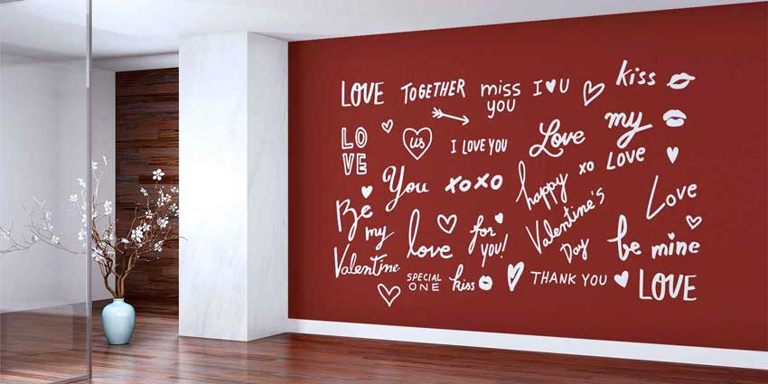 duvar-dekoru-4493-01 Love Yazı Desenli Romantik Duvar Kağıdı 4493