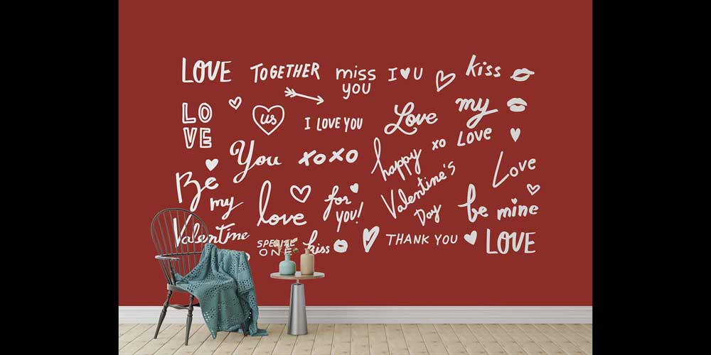 duvar-dekoru-4493-03 Love Yazı Desenli Romantik Duvar Kağıdı 4493