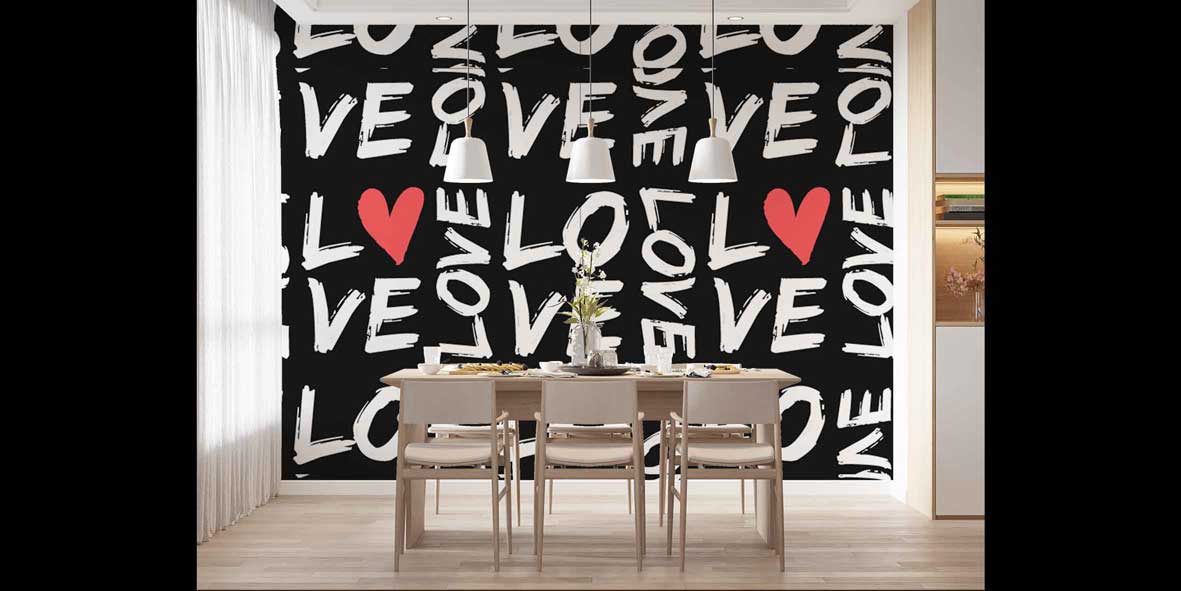 duvar-dekoru-4505-03 Love Yazı Desenli Duvar Kağıdı 4505