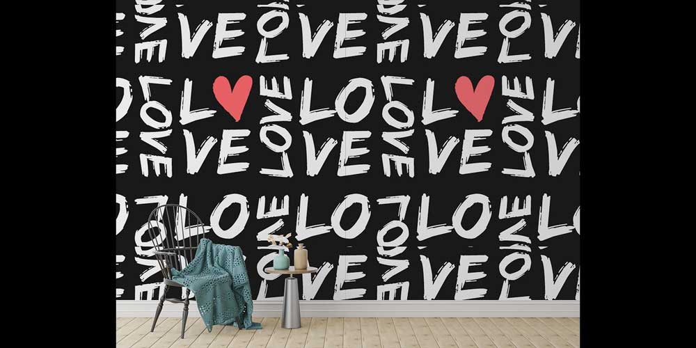 duvar-dekoru-4505-05 Love Yazı Desenli Duvar Kağıdı 4505