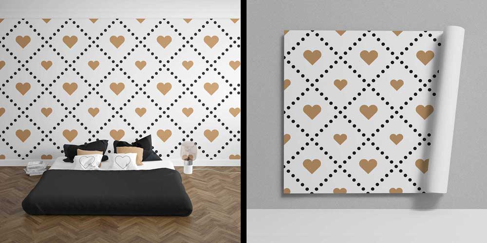 Geometrik Kalp Desenli Duvar Kağıdı 4514