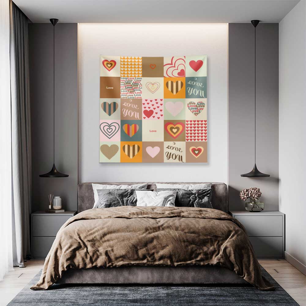 Patchwork Kalp Desenli Duvar Örtüsü 4532