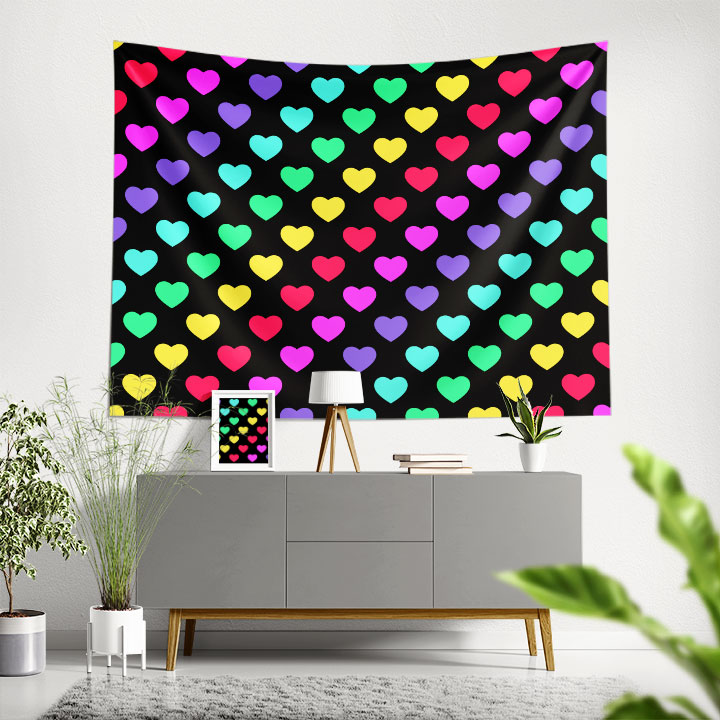 Renkli Kalp Desenli Duvar Örtüsü 4533