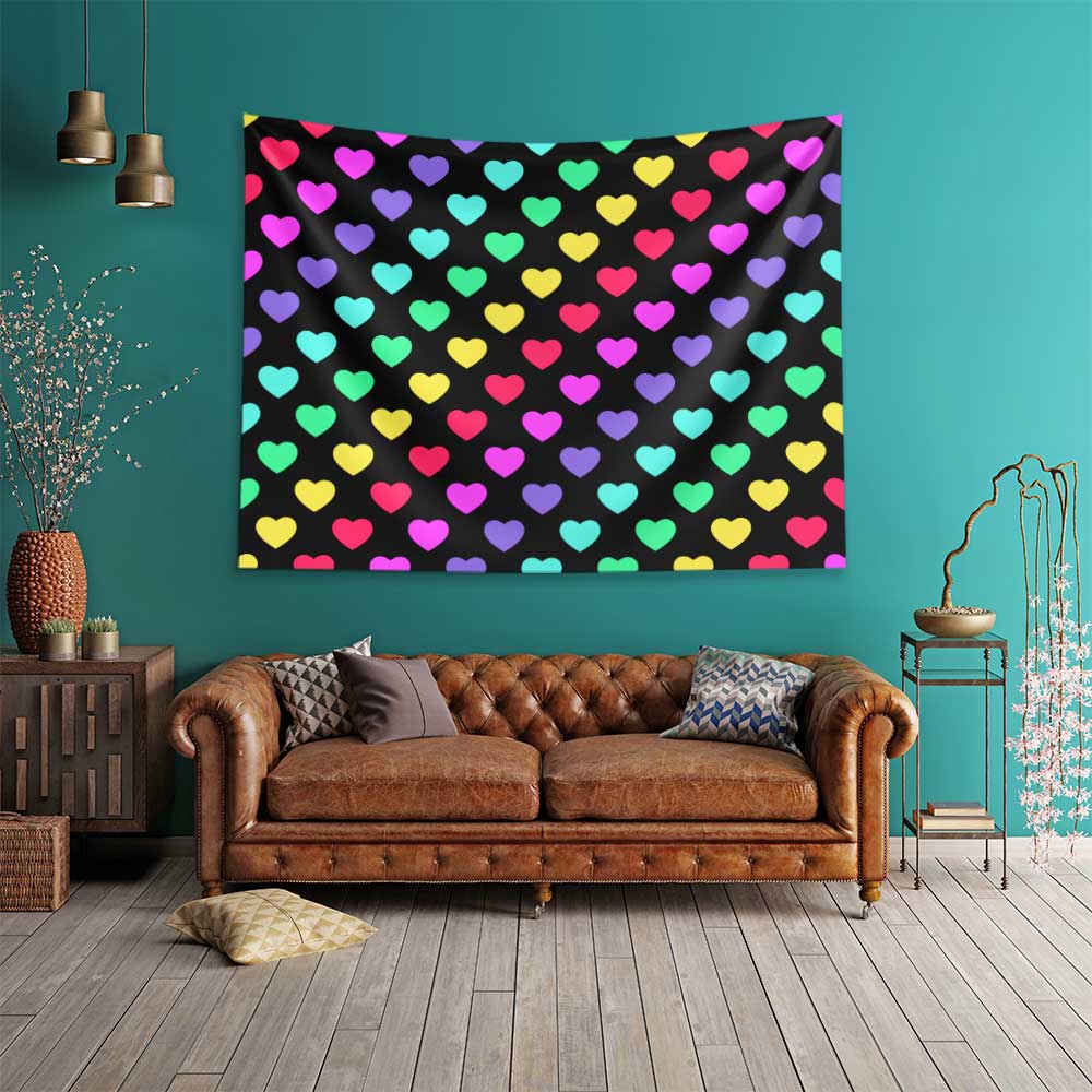 Renkli Kalp Desenli Duvar Örtüsü 4533