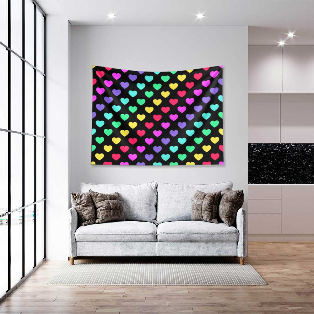 Renkli Kalp Desenli Duvar Örtüsü 4533