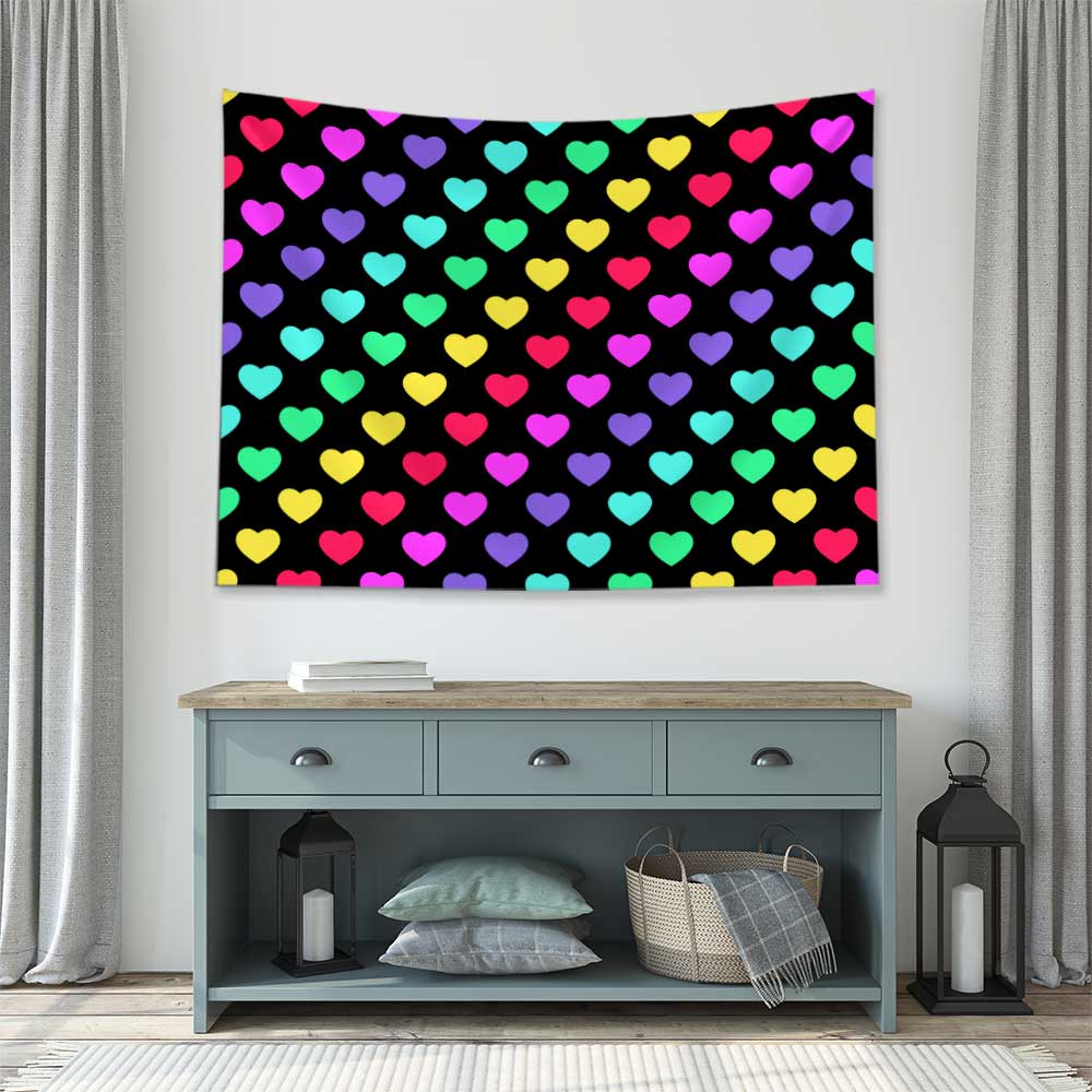 Renkli Kalp Desenli Duvar Örtüsü 4533