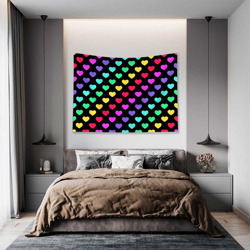 Renkli Kalp Desenli Duvar Örtüsü 4533