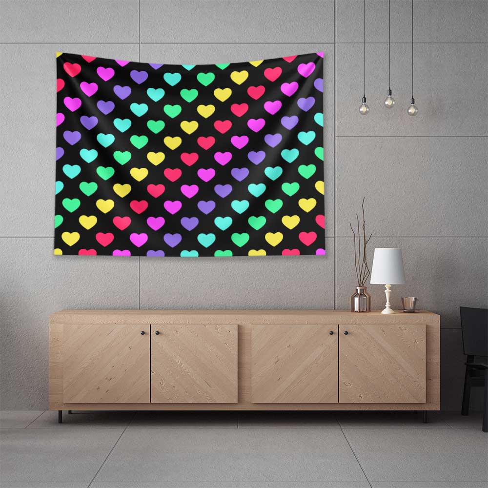 Renkli Kalp Desenli Duvar Örtüsü 4533