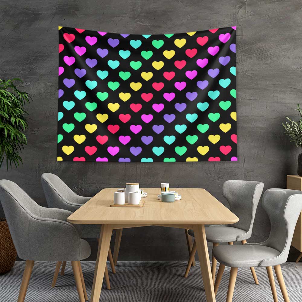 Renkli Kalp Desenli Duvar Örtüsü 4533