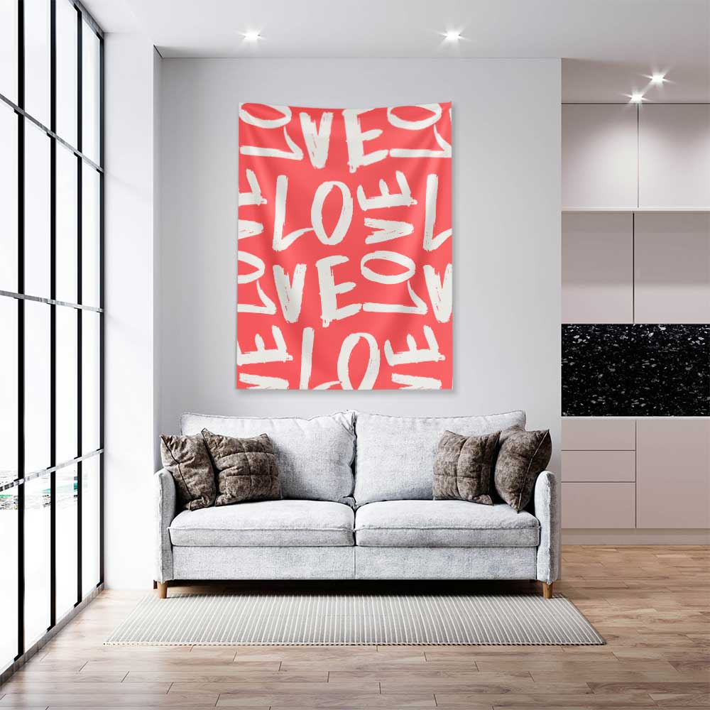 Modern LOVE Yazı Desenli Romantik Duvar Örtüsü 4543