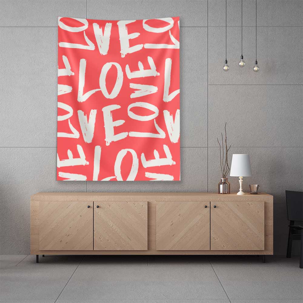 Modern LOVE Yazı Desenli Romantik Duvar Örtüsü 4543