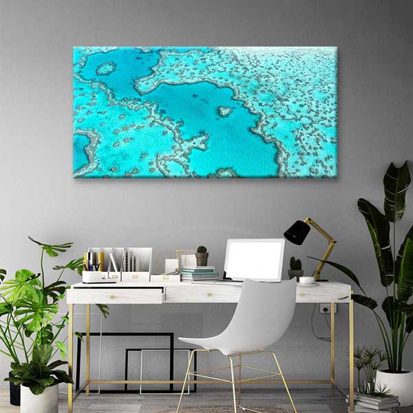 Turkuaz Lagün ve Mercan Resifi Üstten Görünüm Deniz Temalı Duvar Tablosu 4586